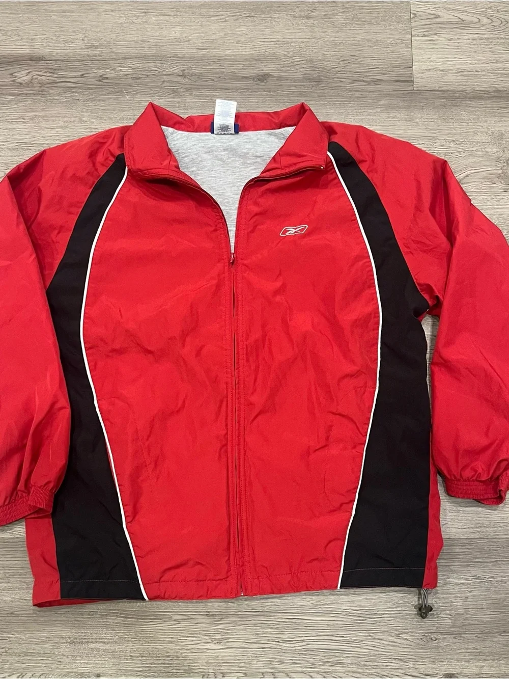 Reebok Gray and Red Athletic Jacket with Logo Tag